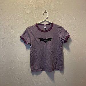 Medium Women's Ringer T-shirt Brooklyn in a Bat Hipster Y2K VTG Purple